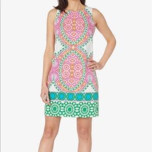 London Times Floral Tile Shift Dress - Size 8